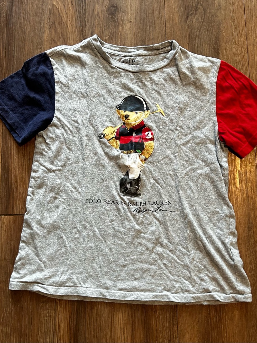 Polo Ralph Lauren Boys Gray Heather Polo Bear Cotton Jersey Tee M(10-12)